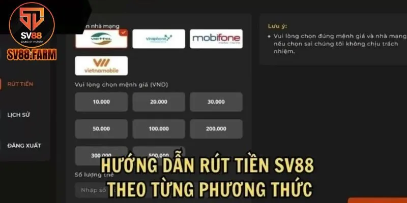 Chi tiết cách rút tiền SV88 đơn giản Chi tiết cách rút tiền SV88 đơn giản