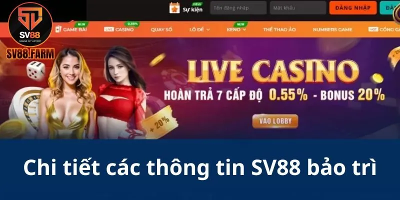Chi tiết về thông tin SV88 bảo trì Chi tiết về thông tin SV88 bảo trì